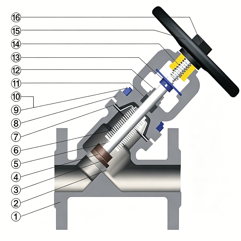 Structure of Y Type Bellows Sealed Globe Valve
