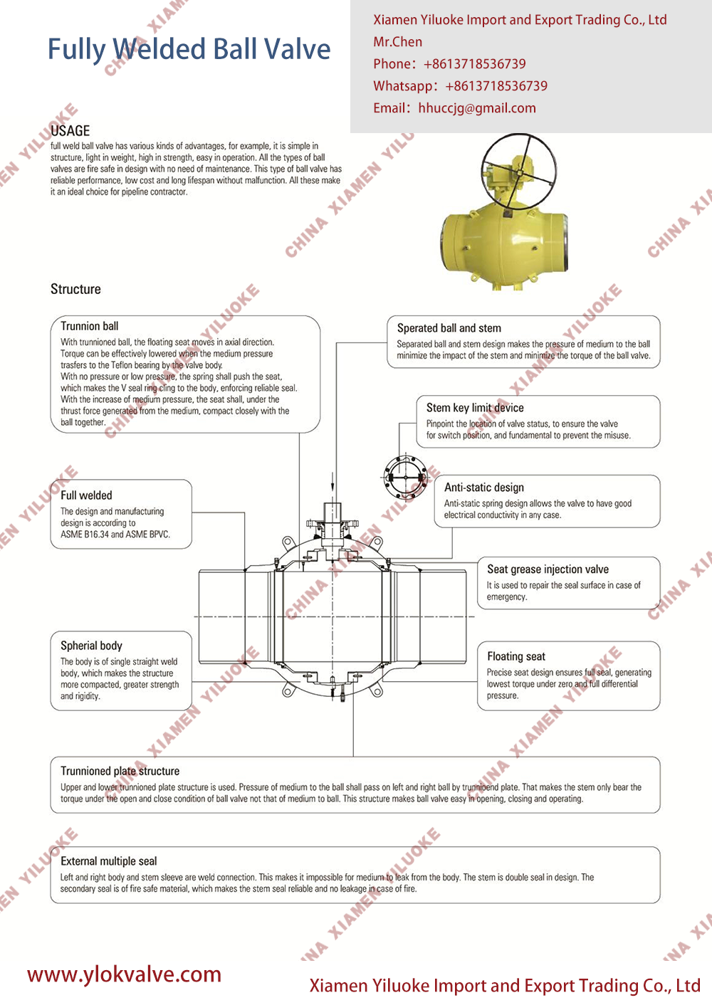 Technical Data of Fully Welded Ball Valve