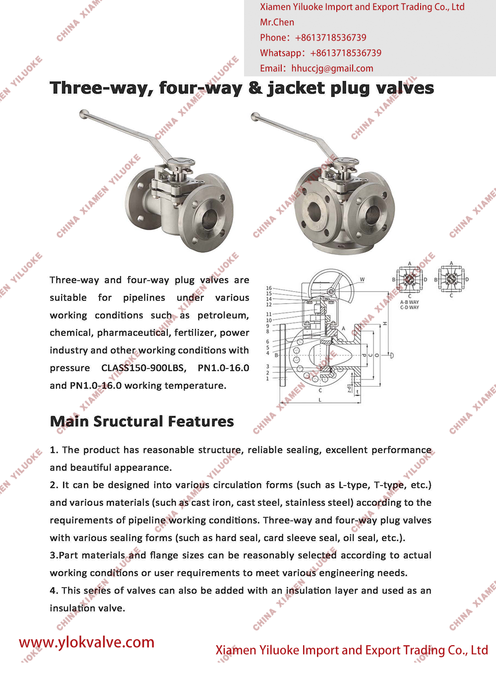 Technical Data of 4-Way Plug Valve