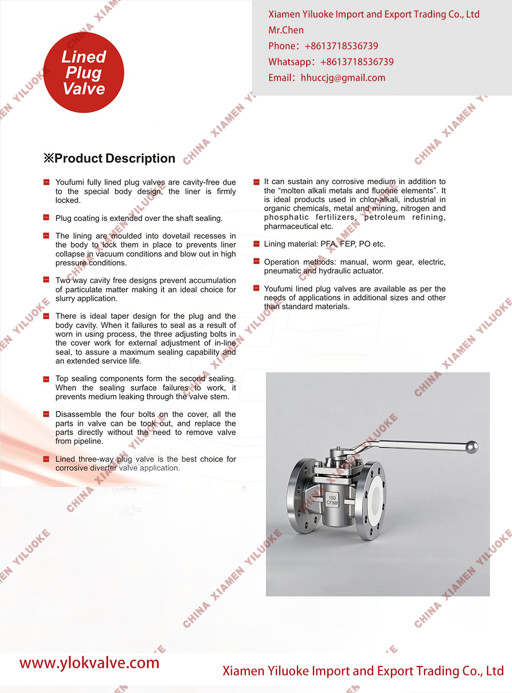 Technical Data of Lined Plug Valve