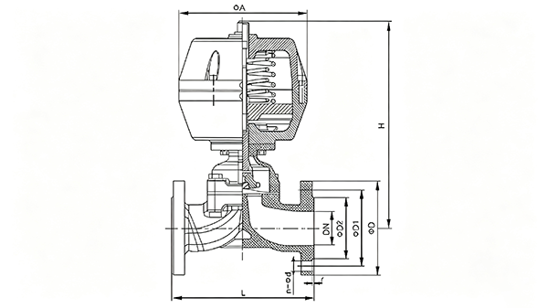 Dimension of Pneumatic Actuated PTFE Fluorine Lined Diaphragm Valve