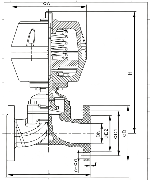 Dimensions of Pneumatic Actuated Diaphragm Valve