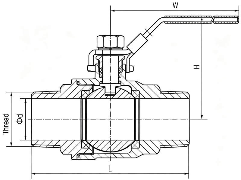 Dimensions of Male Threaded 2 Piece Ball Valve.webp