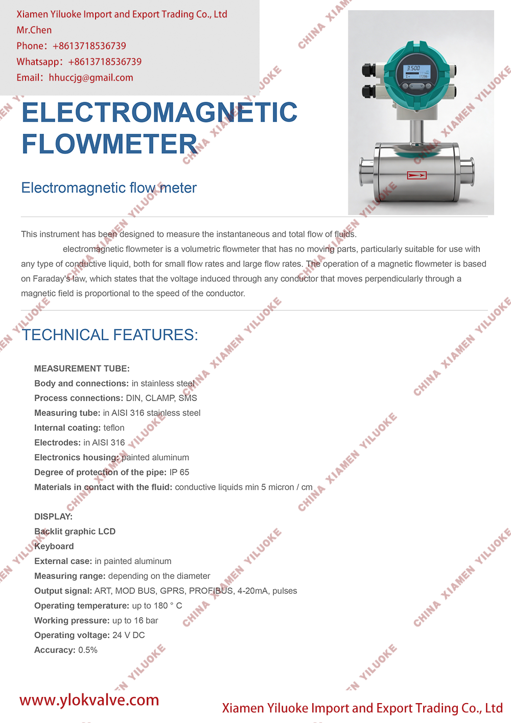 Data Sheet of Sanitary Electromagnetic Flowmeter