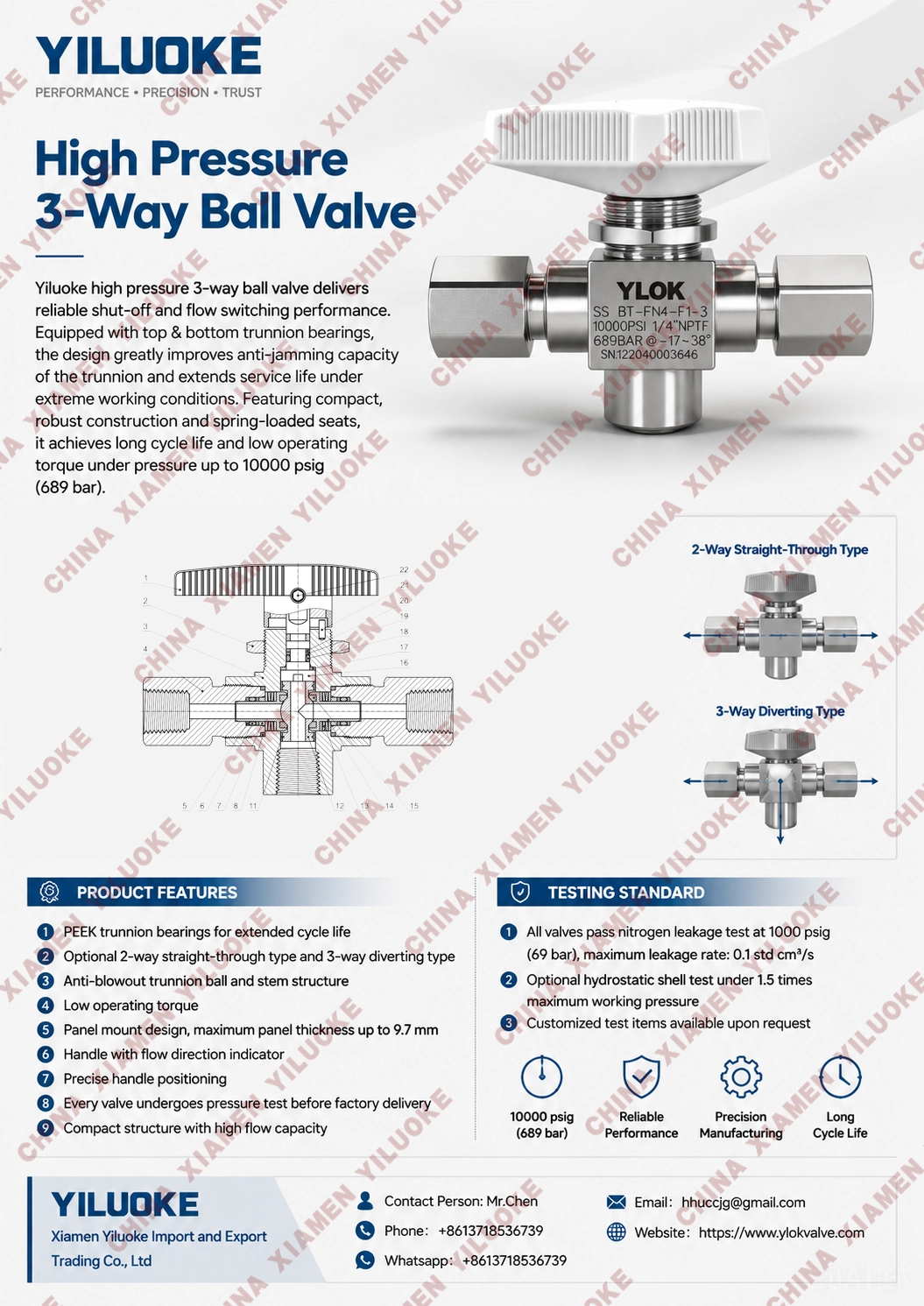 Data Sheet of High Pressure 3 Way Ball Valve
