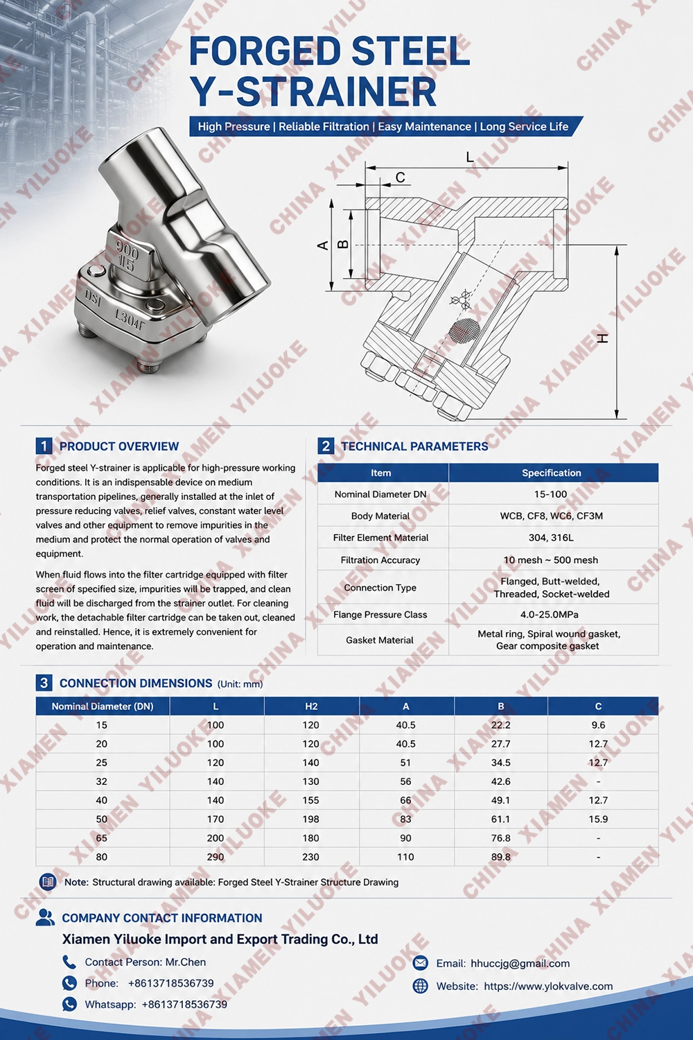 Data Sheet of Forged steel Y-strainer