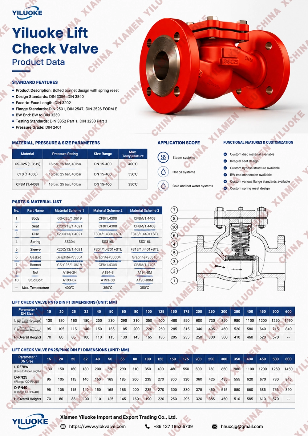 Data Sheet of Lift Check Valve