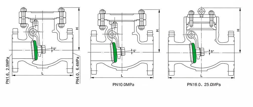Dimensions of Swing Check Valve