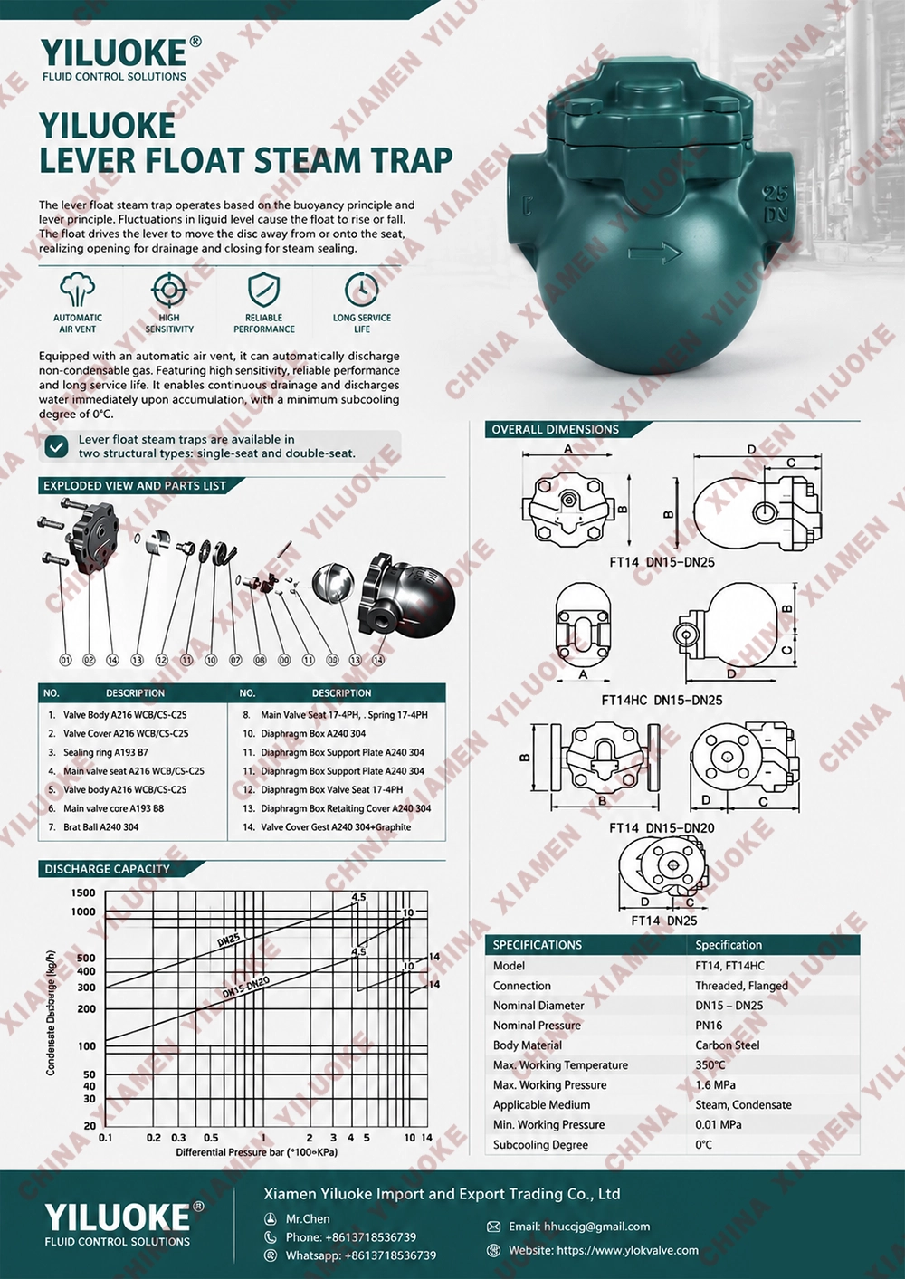 Data Sheet of Lever Float Steam Trap