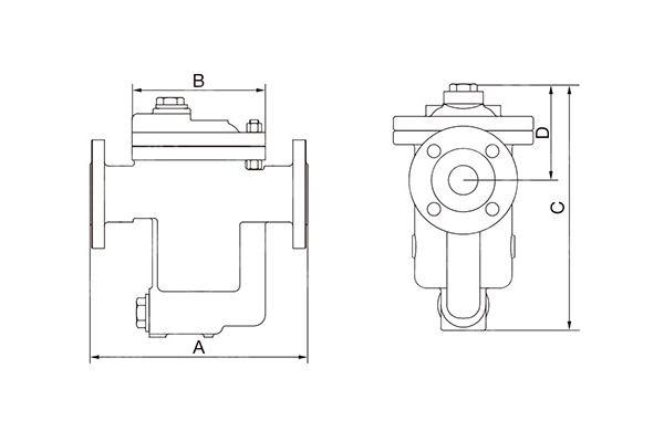 Dimensions of Inverted Bucket Steam Trap Flanged Ends