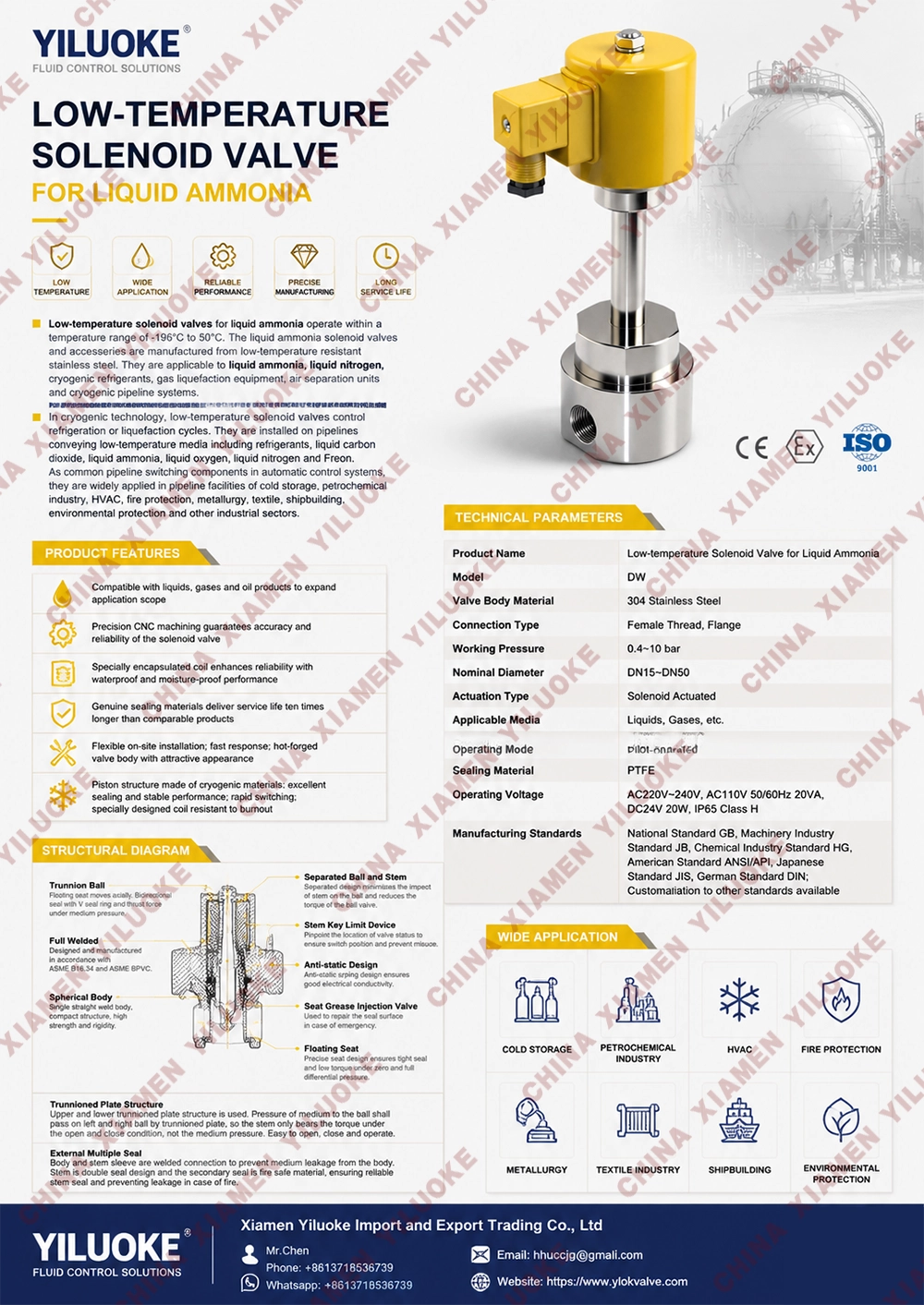 Data Sheet of Liquid Ammonia Solenoid Valves
