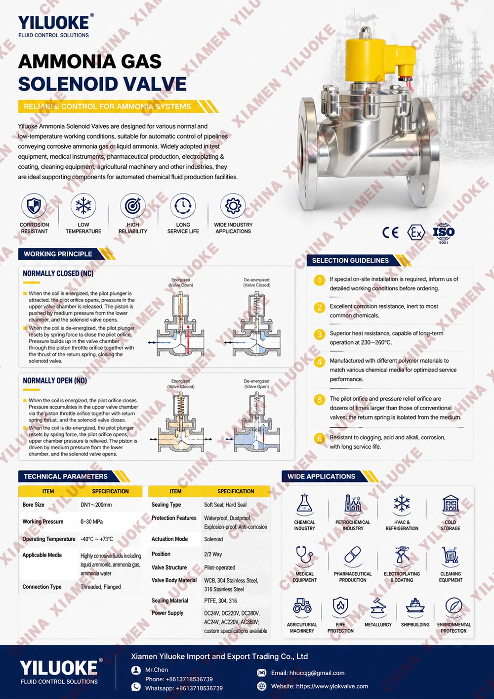 Data Sheet of Ammonia Gas Solenoid Valve