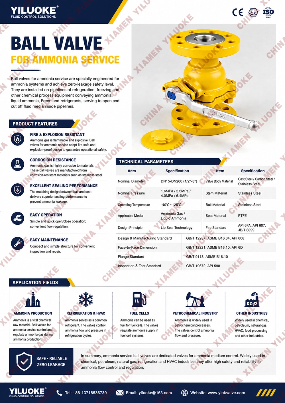 Data Sheet of Ammonia Ball Valve