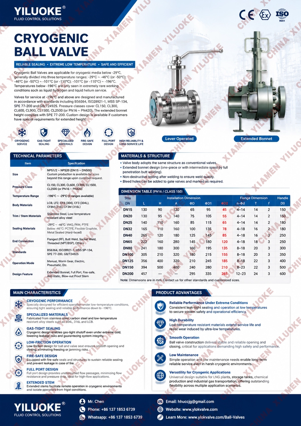 Data Sheet of Cryogenic Ball Valves