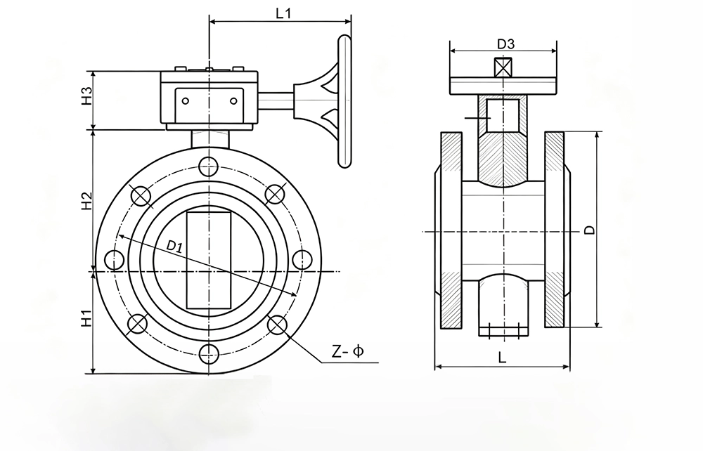 Dimensions of Flanged Butterfly Valve