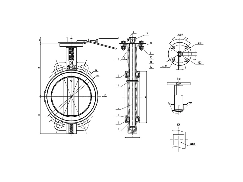 Dimensions of Soft Seated Butterfly Valves