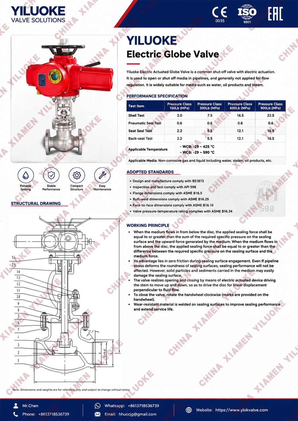 Data Sheet of Electric Actuated Globe Valves