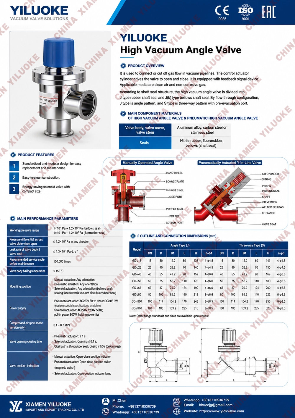 Data Sheet of High Vacuum Angle Valves