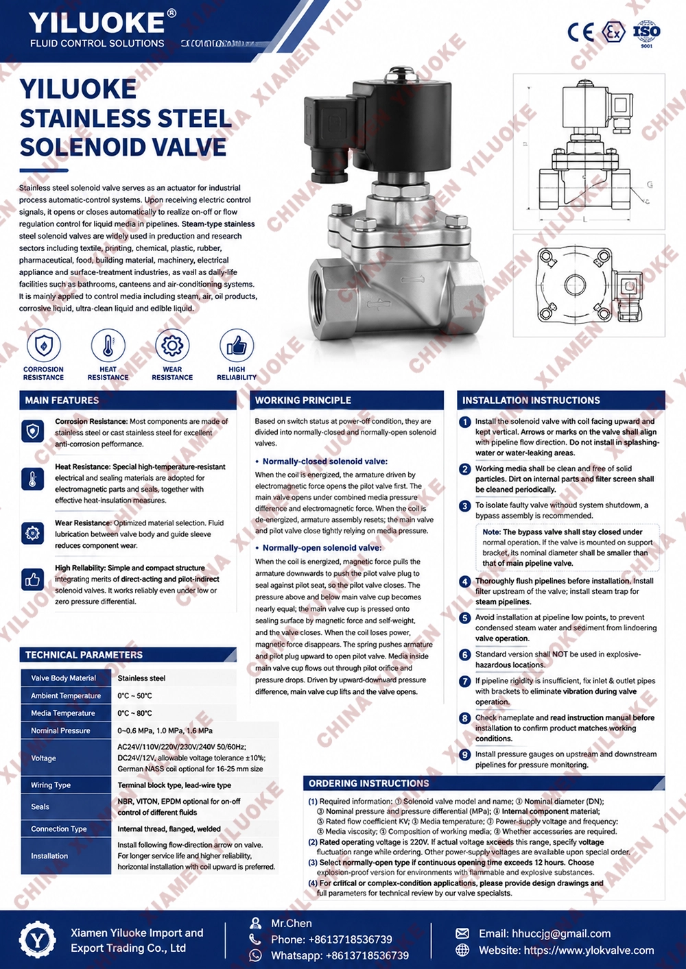 Data Sheet of Stainless Steel Solenoid Valves