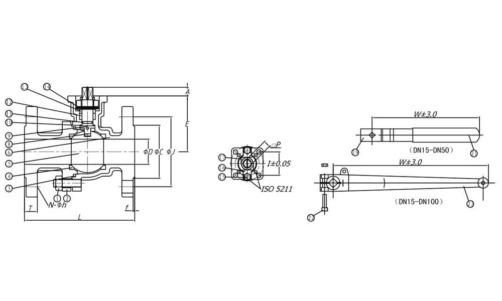 Dimensions of DIN Ball Valve