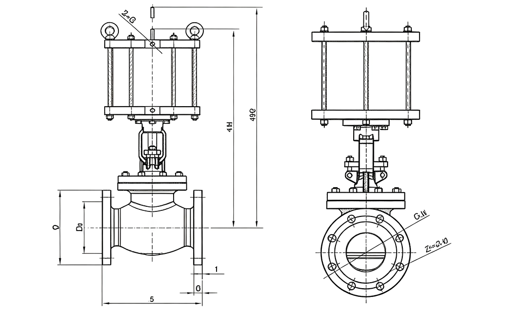 Dimensions of ASME Pneumatic Globe Valve.webp