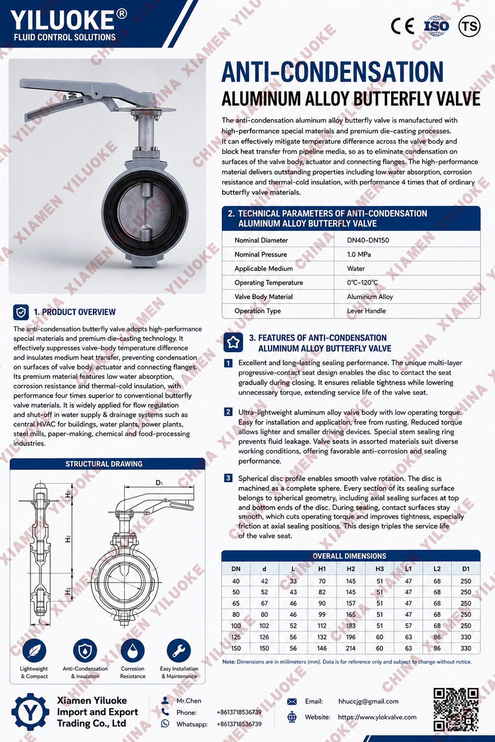 Data Sheet of Anti‑Condensation Butterfly Valve