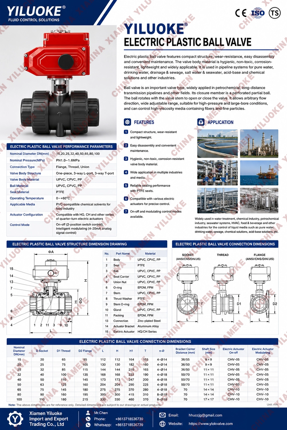 Data Sheet of Electric Actuated Plastic Ball Valves