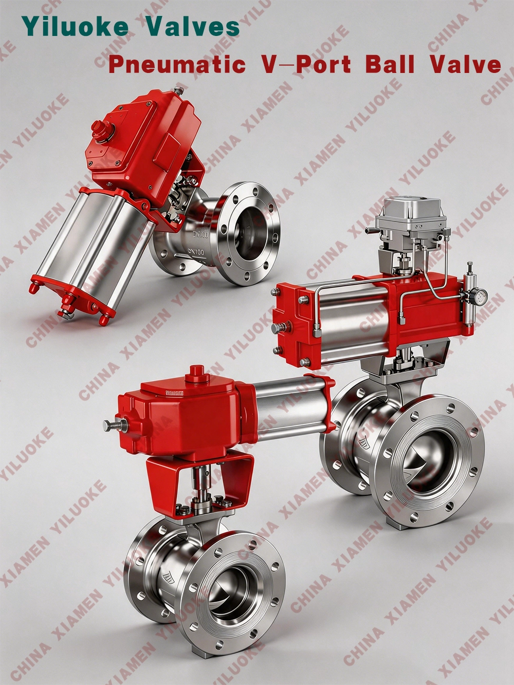 Pneumatic Actuated V‑Port Stainless Steel Ball Valves