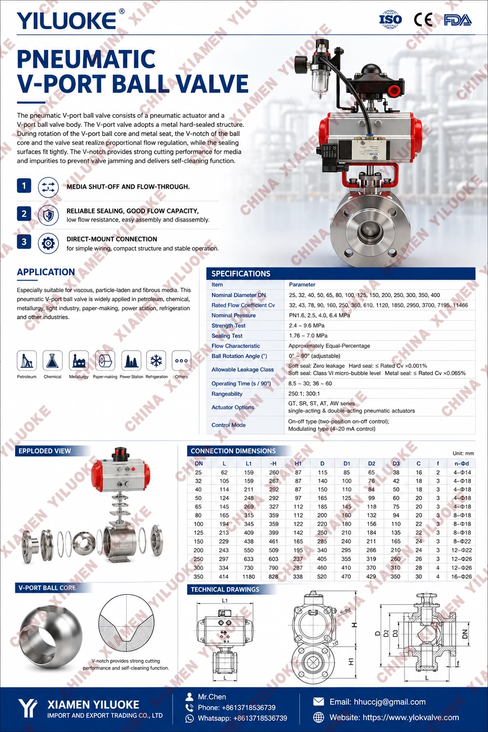 Data Sheet of Pneumatic Actuated V‑Port Ball Valve