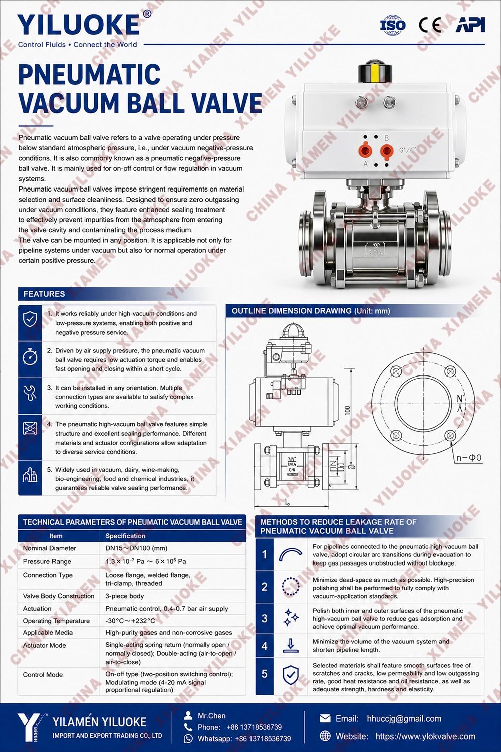 Data Sheet of Pneumatic High Vacuum Ball Valves