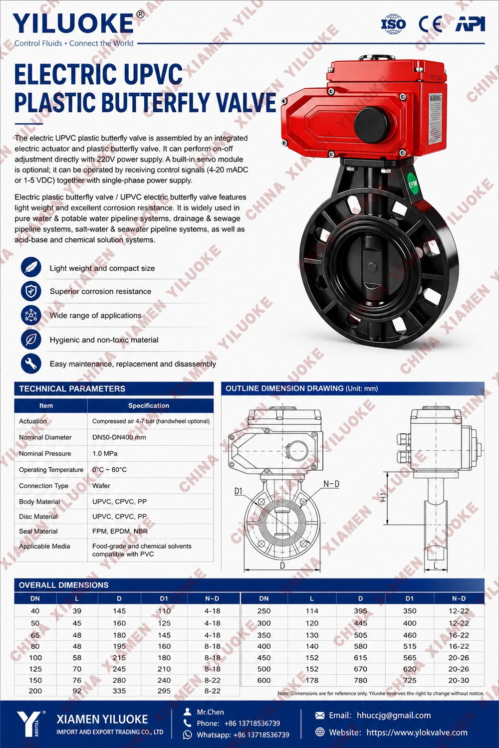 Data Sheet of Electric Actuated Plastic Butterfly Valves