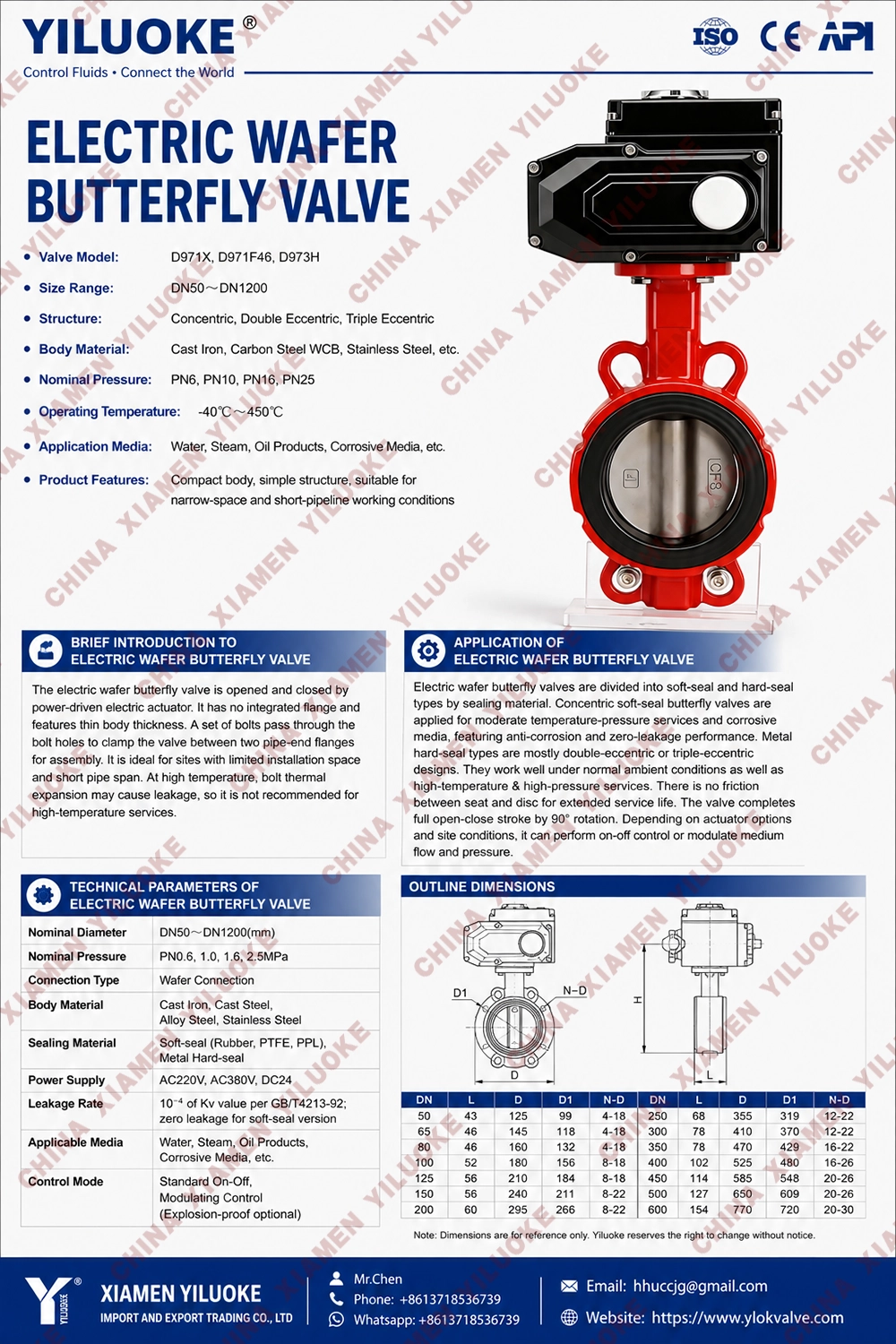 Data Sheet of Electric Actuated Wafer Butterfly Valves