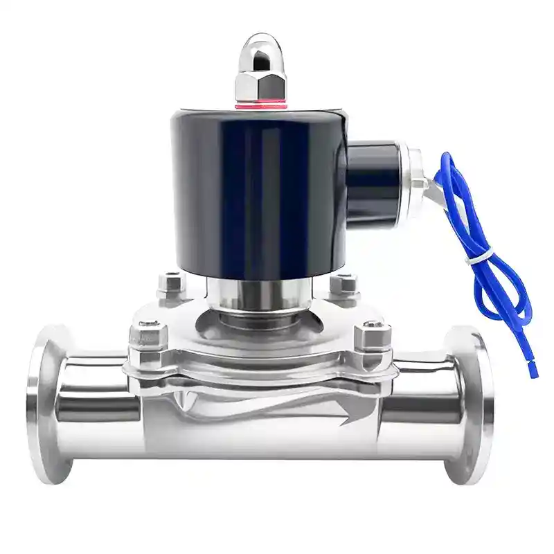 Sanitary solenoid valves with clamp connections